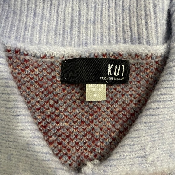 Kut From the Kloth Soft Purple Burgundy Button Down Sweater Wide Collar Size XL - Picture 3 of 8